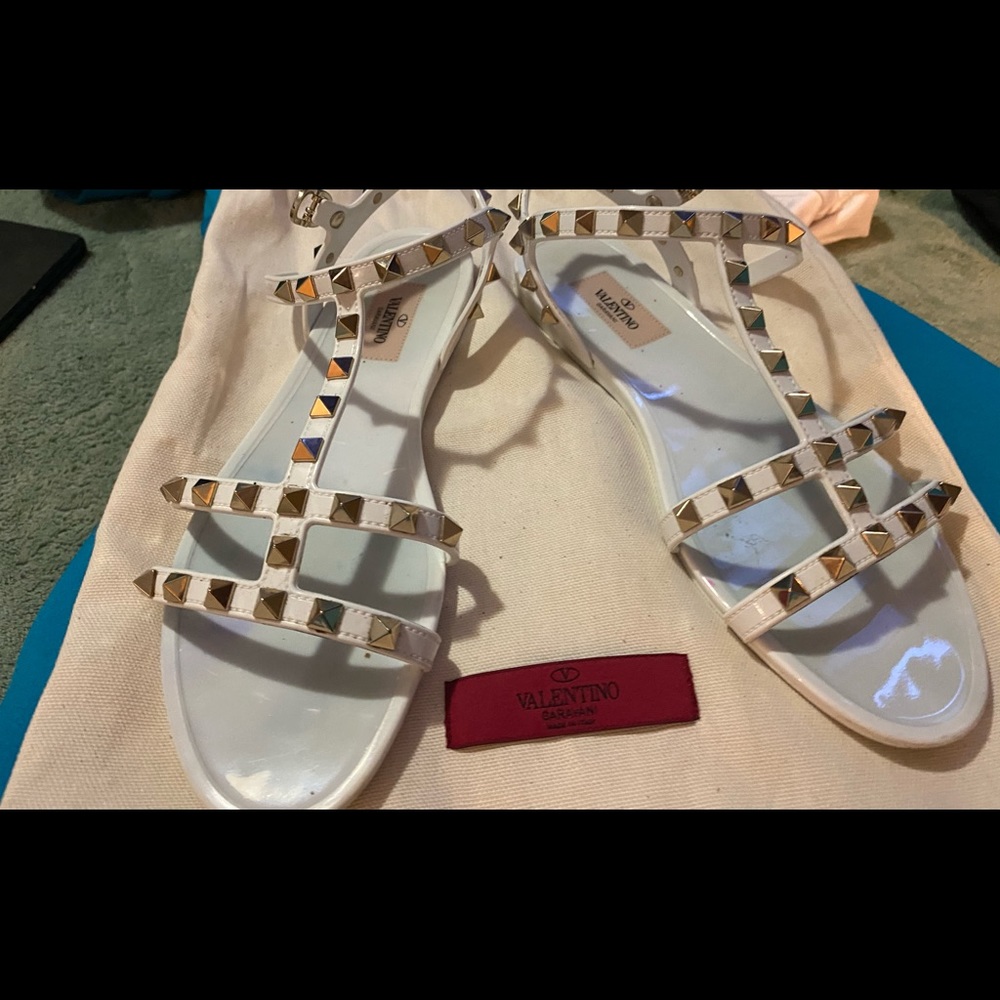 Valentino white with gold stud sandal
